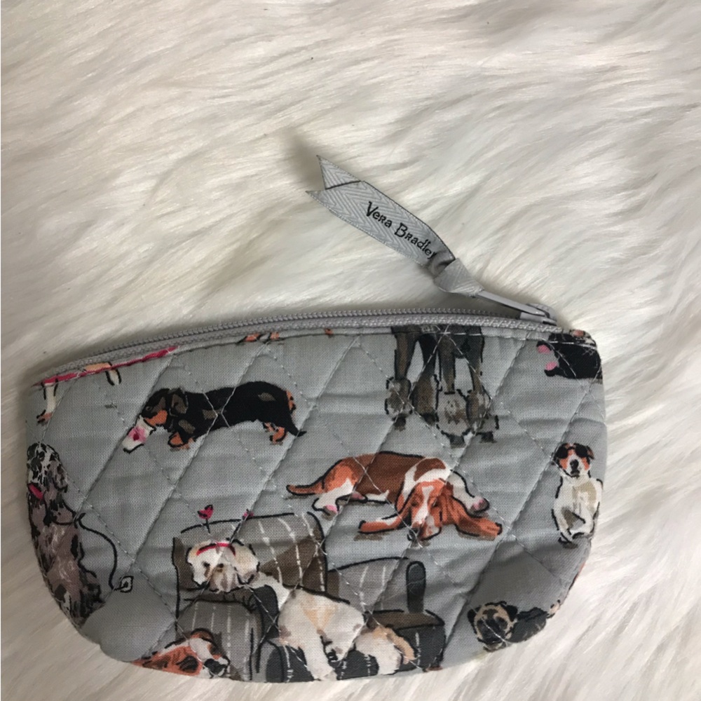 Vera Bradley Gray Quilted Dog Print Pouch - Picture 2 of 3